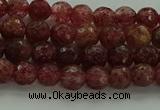 CBQ330 15.5 inches 4mm faceted round strawberry quartz beads