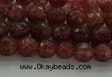 CBQ331 15.5 inches 6mm faceted round strawberry quartz beads