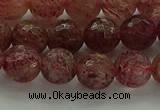 CBQ332 15.5 inches 8mm faceted round strawberry quartz beads