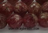 CBQ334 15.5 inches 12mm faceted round strawberry quartz beads