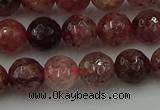 CBQ412 15.5 inches 8mm faceted round strawberry quartz beads