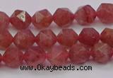 CBQ431 15.5 inches 6mm faceted nuggets strawberry quartz beads