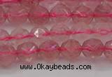 CBQ437 15.5 inches 8mm faceted nuggets strawberry quartz beads