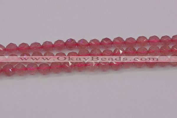 CBQ438 15.5 inches 10mm faceted nuggets strawberry quartz beads