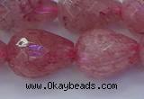 CBQ456 15.5 inches 15*20mm faceted teardrop strawberry quartz beads