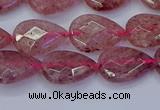 CBQ476 15.5 inches 10*14mm faceted flat teardrop strawberry quartz beads