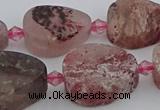 CBQ671 15.5 inches 13*18mm flat teardrop matte strawberry quartz beads