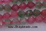 CBQ681 15.5 inches 6mm faceted nuggets mixed strawberry quartz beads