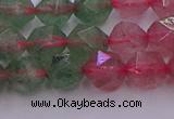 CBQ682 15.5 inches 8mm faceted nuggets mixed strawberry quartz beads