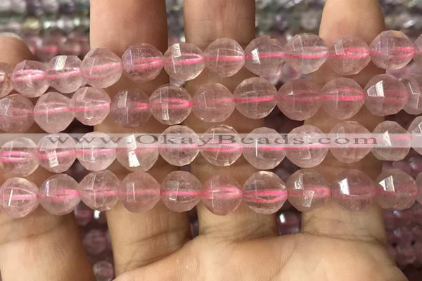 CBQ692 15.5 inches 10mm faceted round strawberry quartz beads