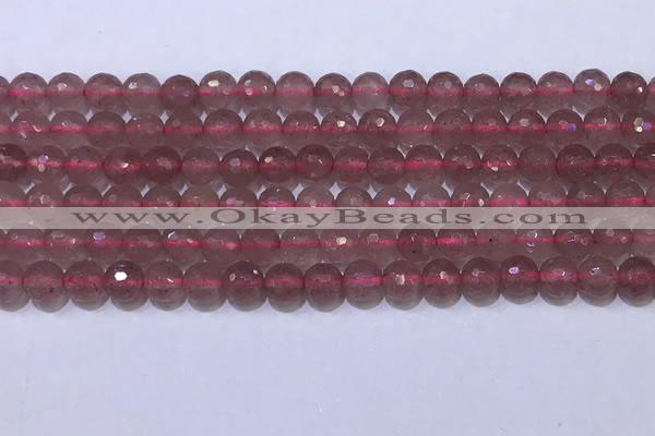 CBQ701 15.5 inches 6mmm faceted round strawberry quartz beads