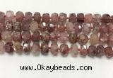 CBQ711 15.5 inches 6*10mm - 8*11mm faceted tyre strawberry quartz beads