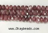 CBQ712 15.5 inches 6*12mm - 8*13mm faceted tyre strawberry quartz beads