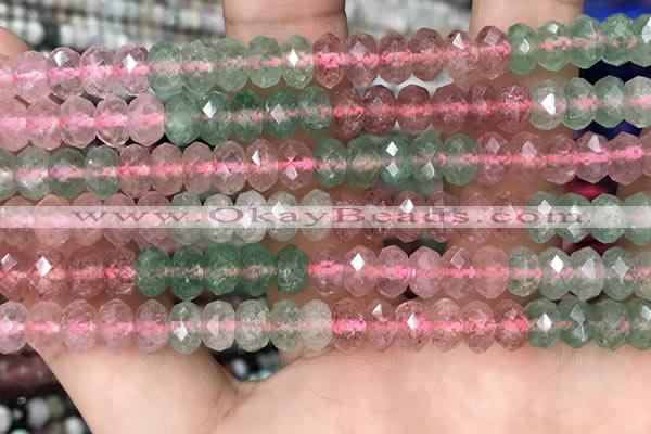 CBQ715 15.5 inches 4*6mm faceted rondelle mixed strawberry quartz beads