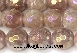 CBQ776 15 inches 8mm faceted round AB-color strawberry quartz beads