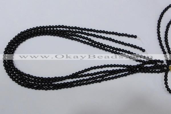 CBS01 15.5 inches 4mm round black stone beads wholesale