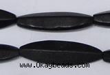 CBS14 15.5 inches 12*40mm marquise black stone beads wholesale