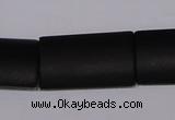 CBS16 15.5 inches 18*30mm rectangle black stone beads wholesale