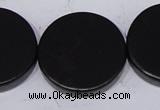 CBS20 15.5 inches 30mm coin black stone beads wholesale