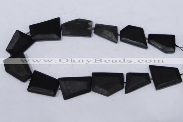 CBS24 15.5 inches 20*30mm freeform black stone beads wholesale