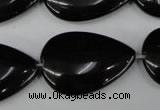 CBS268 15.5 inches 20*30mm flat teardrop blackstone beads wholesale