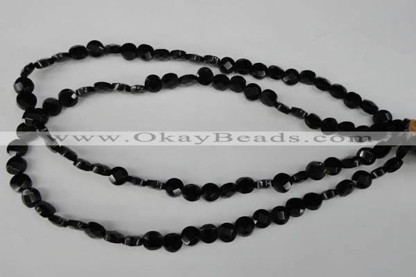 CBS291 15.5 inches 8mm faceted coin blackstone beads wholesale