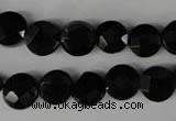 CBS292 15.5 inches 10mm faceted coin blackstone beads wholesale