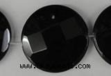 CBS300 15.5 inches 35mm faceted coin blackstone beads wholesale