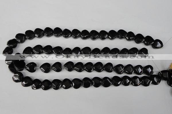 CBS303 15.5 inches 12*12mm faceted heart blackstone beads wholesale