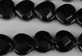 CBS305 15.5 inches 15*15mm faceted heart blackstone beads wholesale