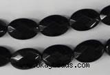 CBS310 15.5 inches 10*14mm faceted oval blackstone beads wholesale