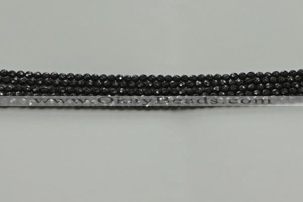 CBS534 15.5 inches 3mm faceted round black spinel beads