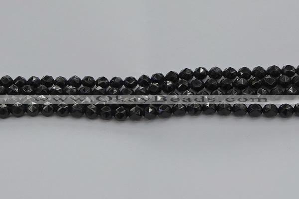 CBS536 15.5 inches 6mm faceted round black spinel beads