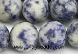 CBS620 15 inches 12mm round matte blue spot stone beads