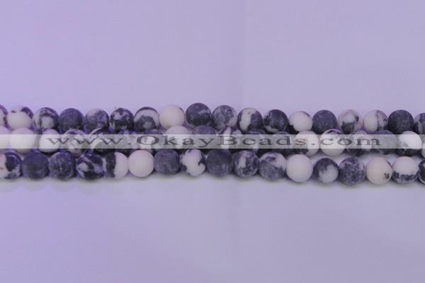 CBW153 15.5 inches 10mm round matte black & white jasper beads