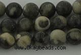 CBW162 15.5 inches 8mm round matte black fossil jasper beads