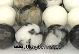 CBW181 15 inches 8mm faceted round black & white jasper beads