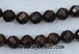 CBZ104 15.5 inches 8mm faceted round bronzite gemstone beads