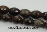 CBZ108 15.5 inches 10*13mm faceted rice bronzite gemstone beads