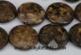 CBZ433 15.5 inches 20mm faceted coin bronzite gemstone beads