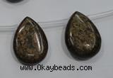 CBZ500 Top-drilled 10*14mm flat teardrop bronzite gemstone beads