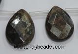 CBZ508 Top-drilled 15*20mm faceted flat teardrop bronzite gemstone beads