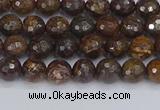 CBZ610 15.5 inches 4mm faceted round bronzite gemstone beads