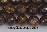 CBZ613 15.5 inches 10mm faceted round bronzite gemstone beads