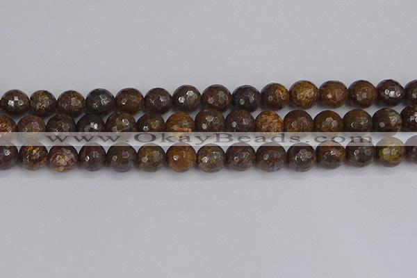 CBZ614 15.5 inches 12mm faceted round bronzite gemstone beads