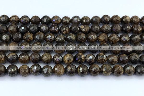 CBZ641 15 inches 8mm faceted round bronzite gemstone beads