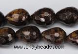 CBZ90 15.5 inches 15*20mm faceted teardrop bronzite gemstone beads