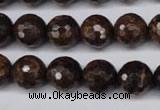 CBZ96 15.5 inches 12mm faceted round bronzite gemstone beads