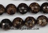 CBZ97 15.5 inches 14mm faceted round bronzite gemstone beads