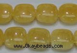 CCA14 15.5 inches 15*15mm square double drilled yellow calcite beads